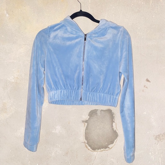 🧚‍♀️3for50$ Y2k faux velvet crop zipup hoodie - Picture 2 of 5